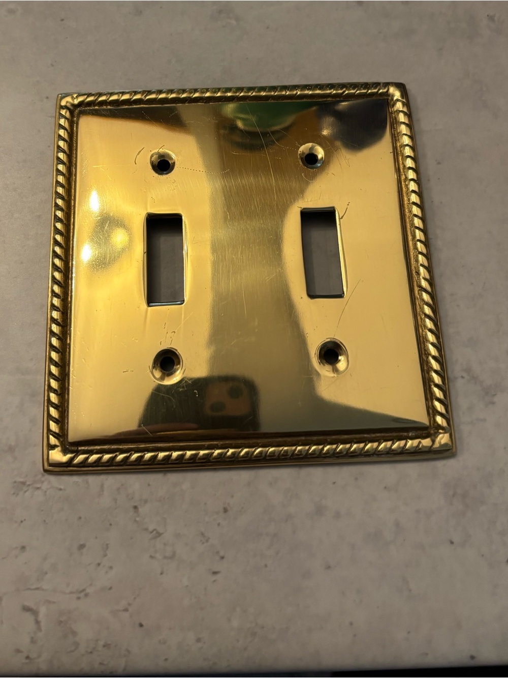 Vintage Solid Brass 2-Gang Light Switch Cover Plate / Plaque Laiton